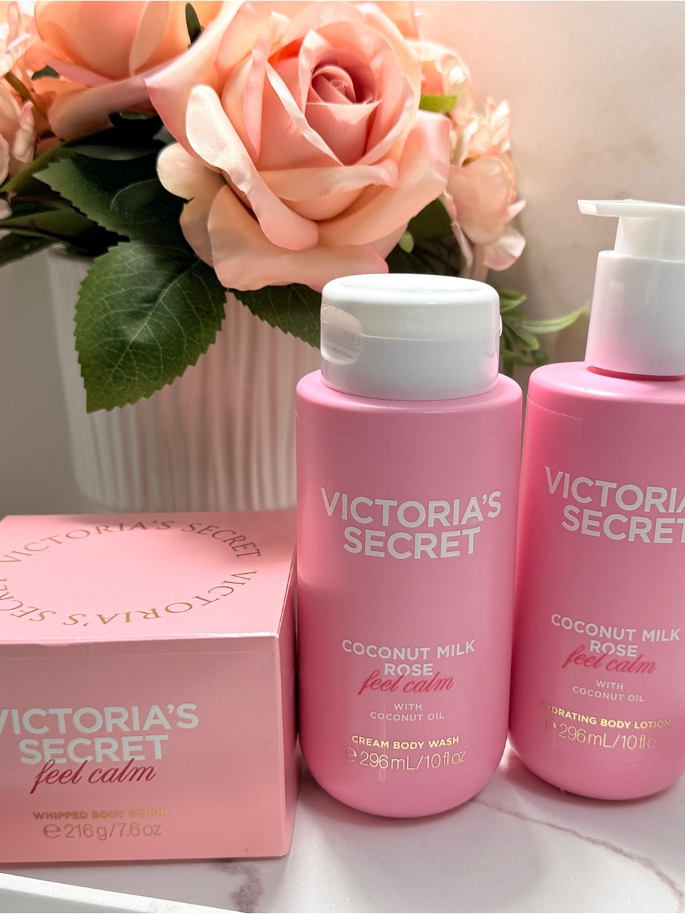 Victoria's Secret Pink Coconut Milk Rose Body Wash & Lotion Set